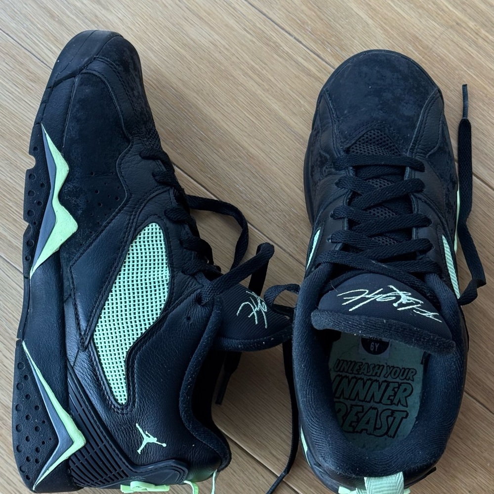 Jordan Black and Green Kids Sneakers